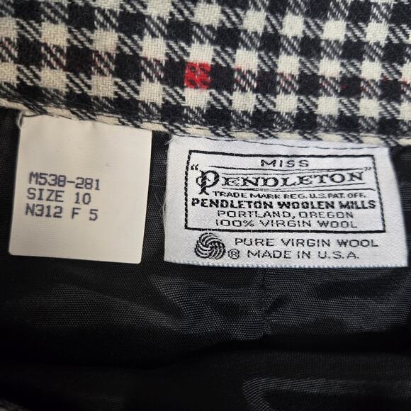 Vintage Miss Pendleton Virgin Wool Skirt Suit 2PC Women 10 Small Black White Red - Picture 10 of 13